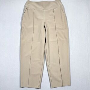 Athleta Pants Women 12 Tall Stellar Wide Crop Beige Barrel Leg Career Athleisure